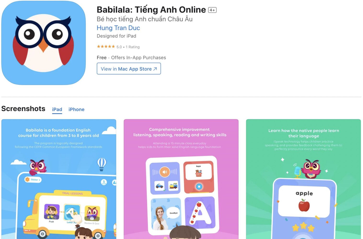 Tiêu chí chọn app học tiếng anh cho bé 3 tuổi được phụ huynh yêu thích