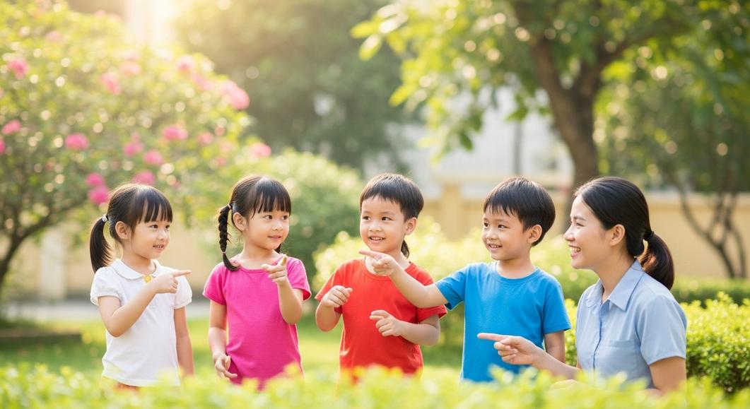 hoạt động ngoài trời học tiếng Anh mầm non