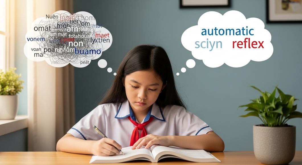 Học sinh cấp 2 luyện phản xạ tiếng Anh không cần dịch nghĩa.