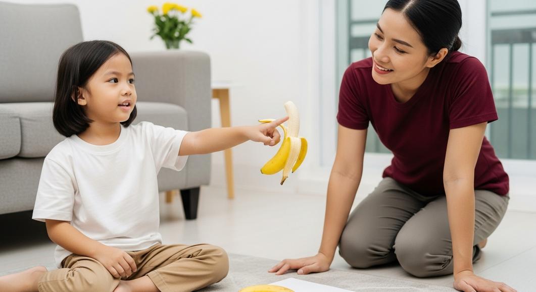 Mẹ và bé học tiếng Anh về hoa quả với quả chuối