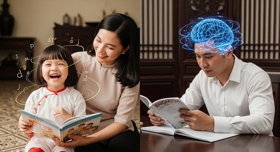 não bộ trẻ mầm non học tiếng Anh
