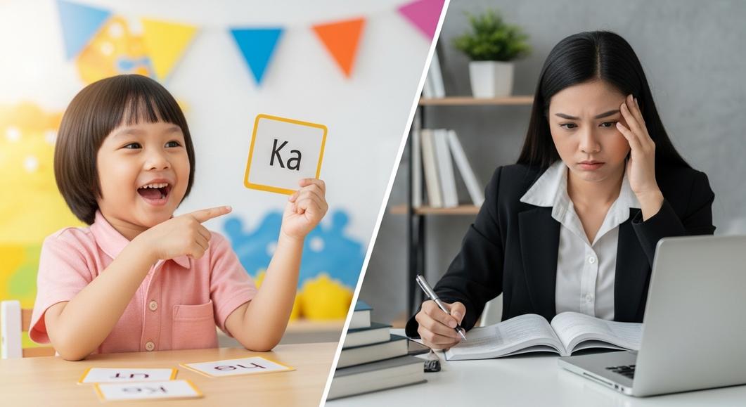 So sánh việc học tiếng Anh của trẻ em và người lớn