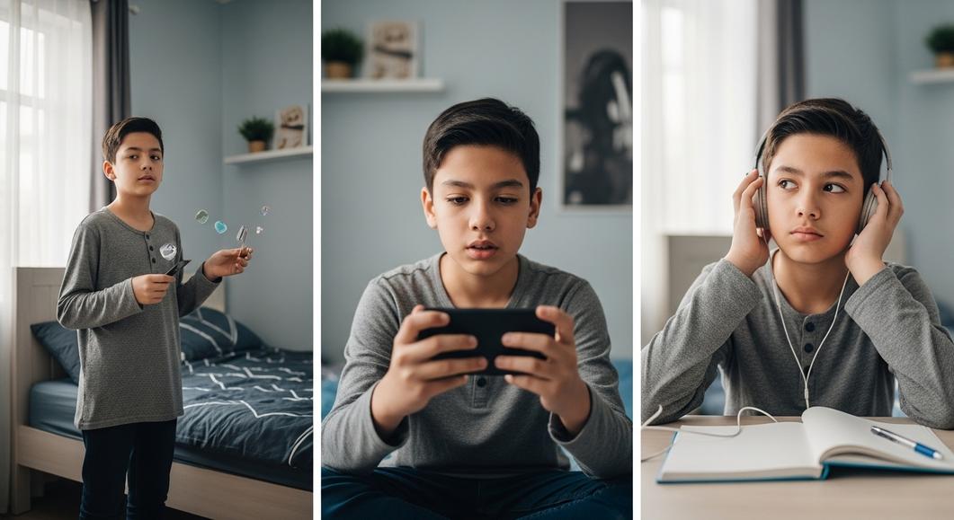 Cậu bé luyện tiếng Anh qua app, chơi game, nghe nhạc mỗi ngày.