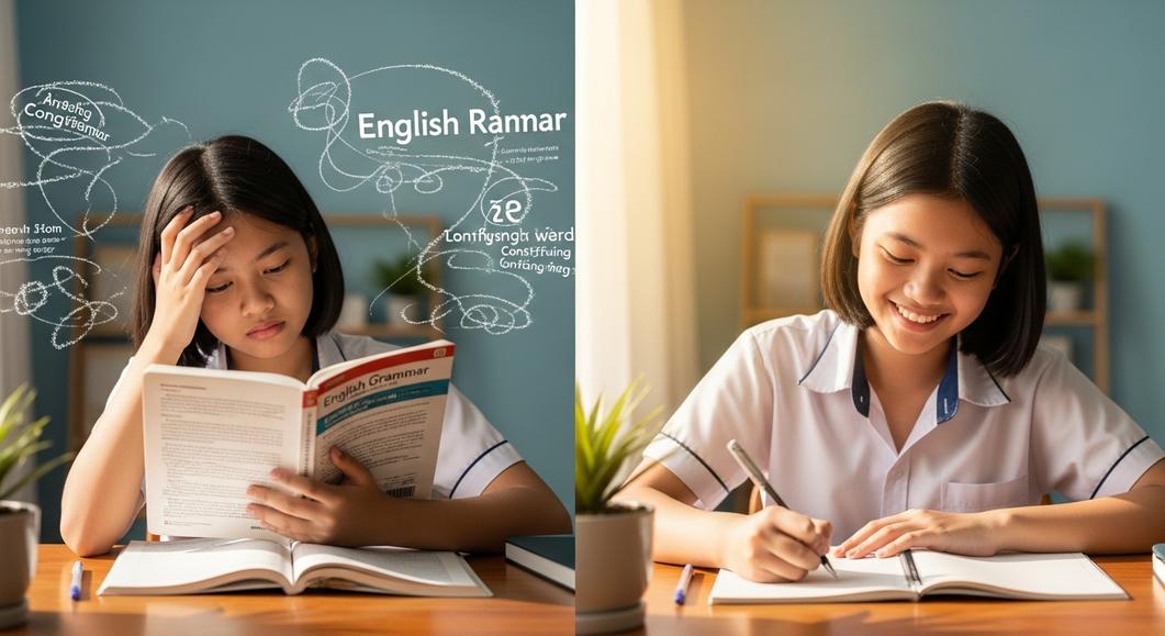 Học sinh cấp 2 học ngữ pháp tiếng Anh: trước và sau